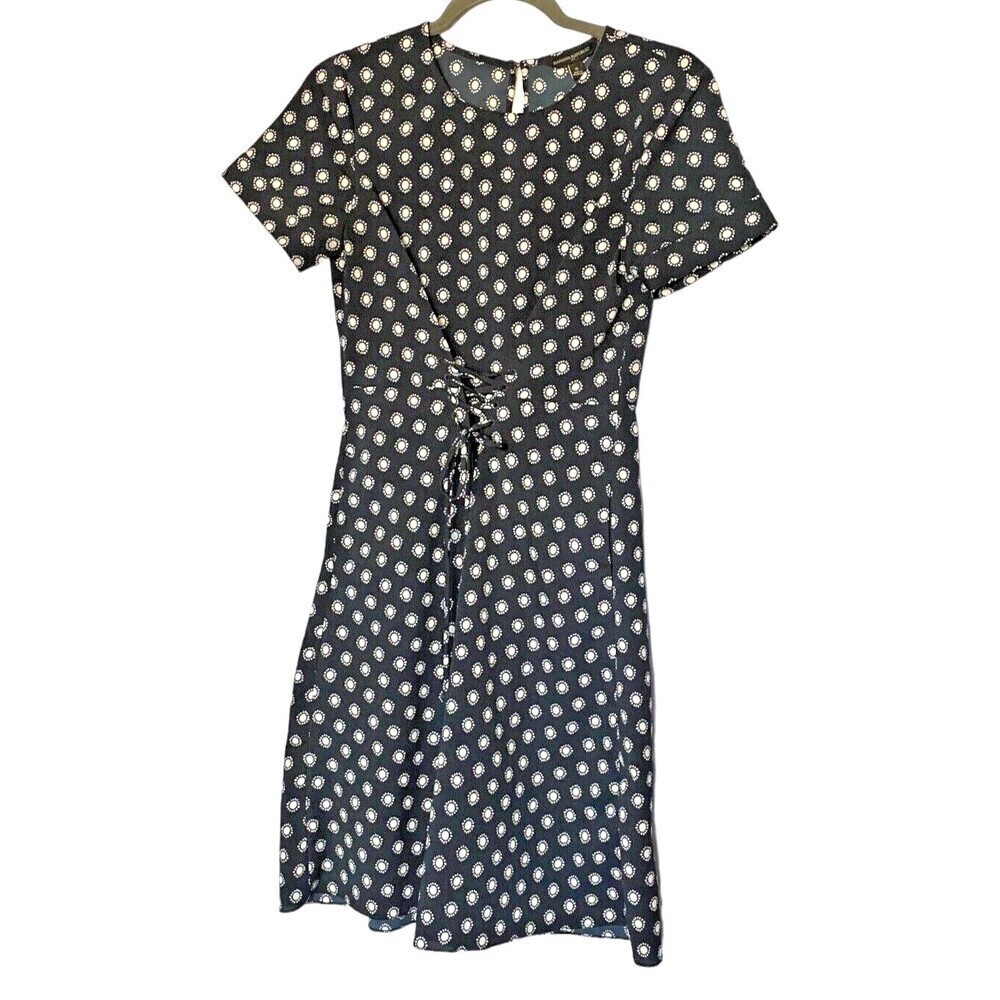 Banana Republic Dress Sz 0 Front Corset Waist Polka Dot Fit & Flare SS